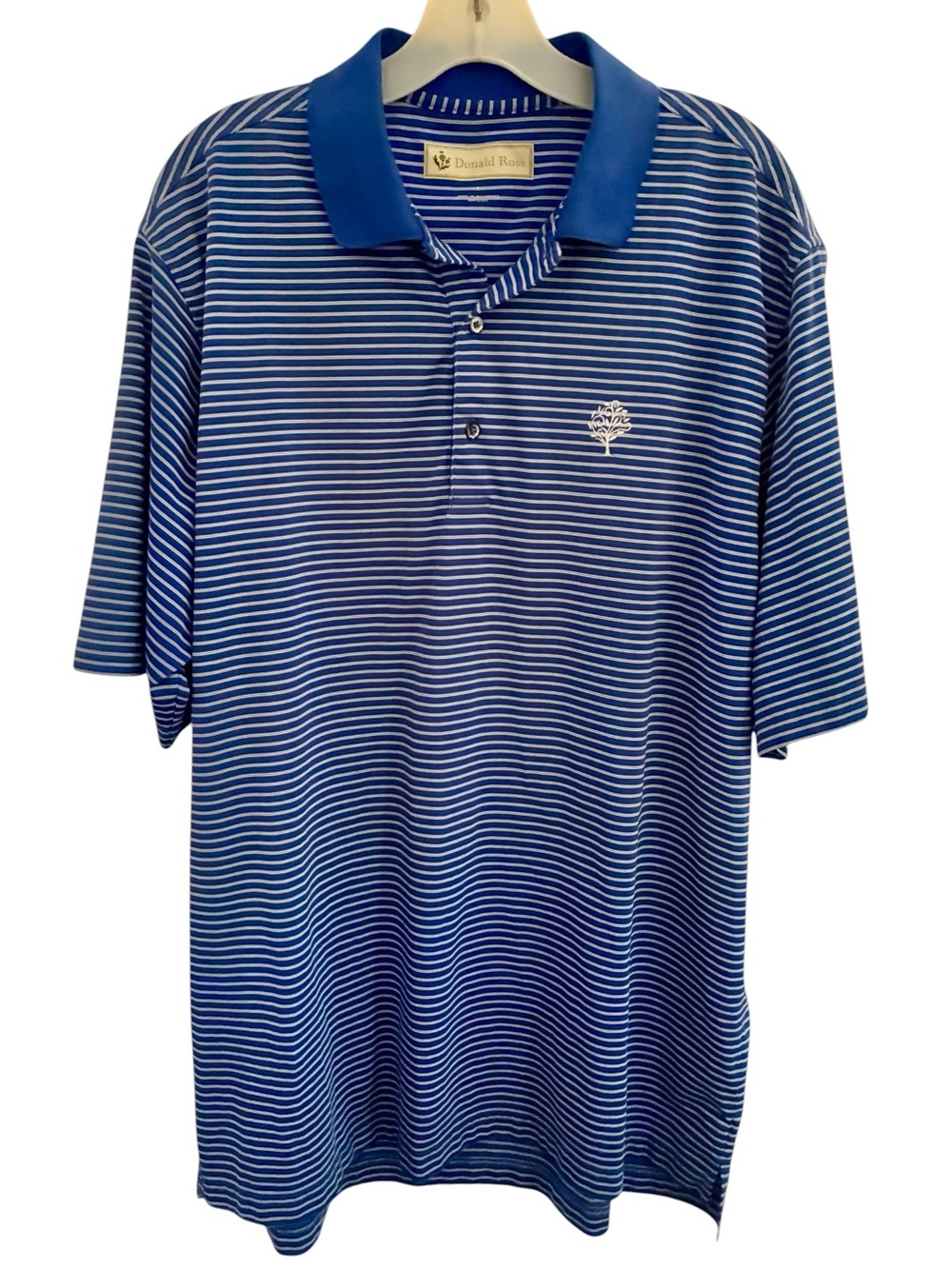 Donald Ross Blue Striped Polo Shirt Men’s Size L